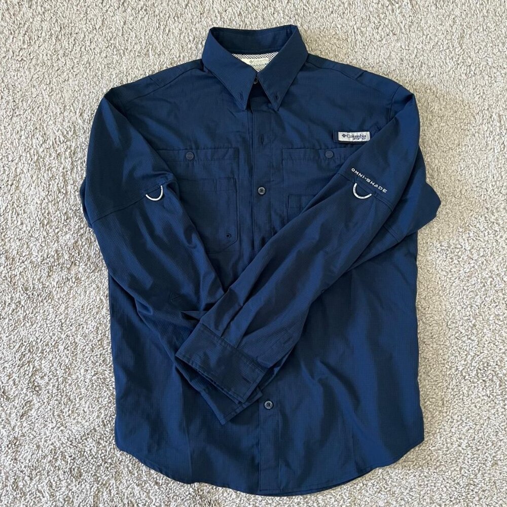 Columbia Men's Plus Tamiami II Long Sleeve Shirt, Navy